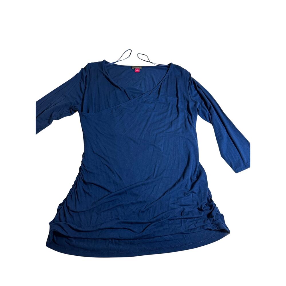 Women L Vince Camuto blue 3/4 sleeve wrap v-neck blouse top shirt work casual - Picture 1 of 10